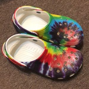 Rainbow glittery crocs👑